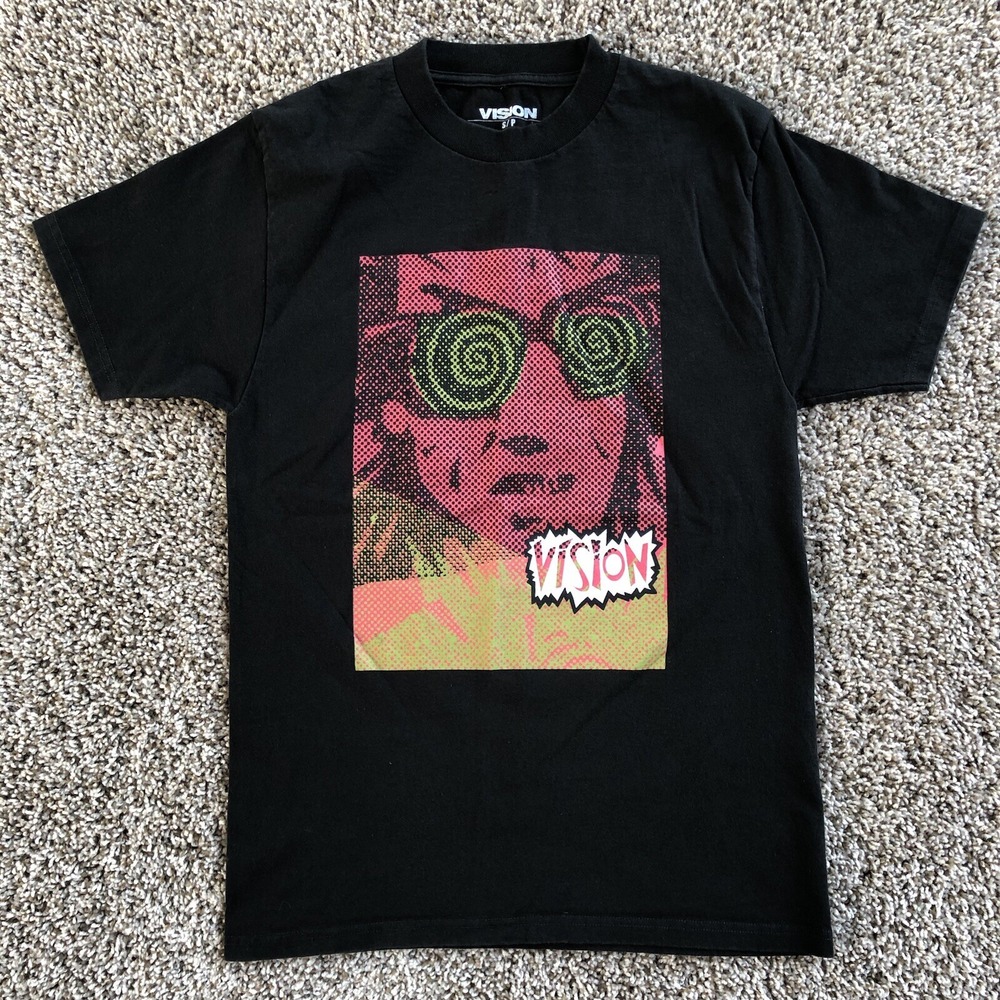 Vision Street Wear Psycho Stick T-Shirt Mens Size Small Retro Graphic Print Y2K